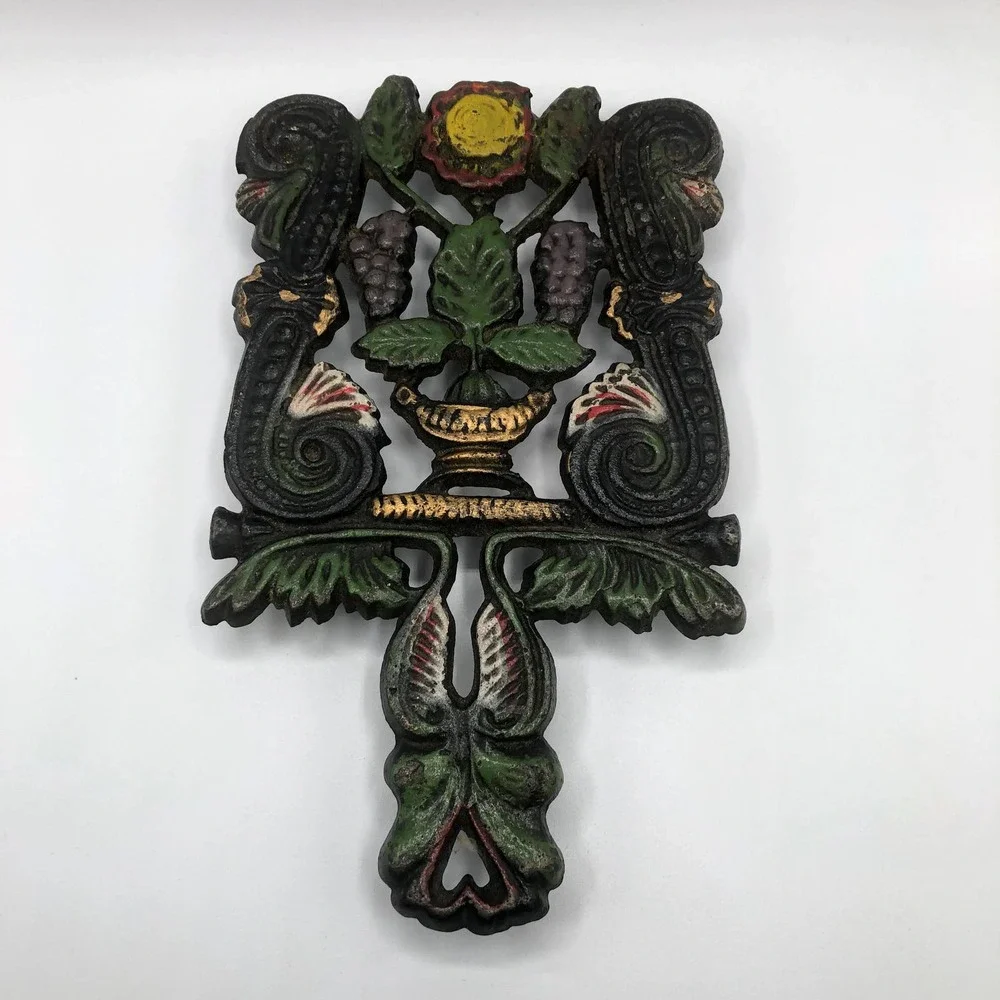 Vintage Hand-Painted Iron Trivet‎